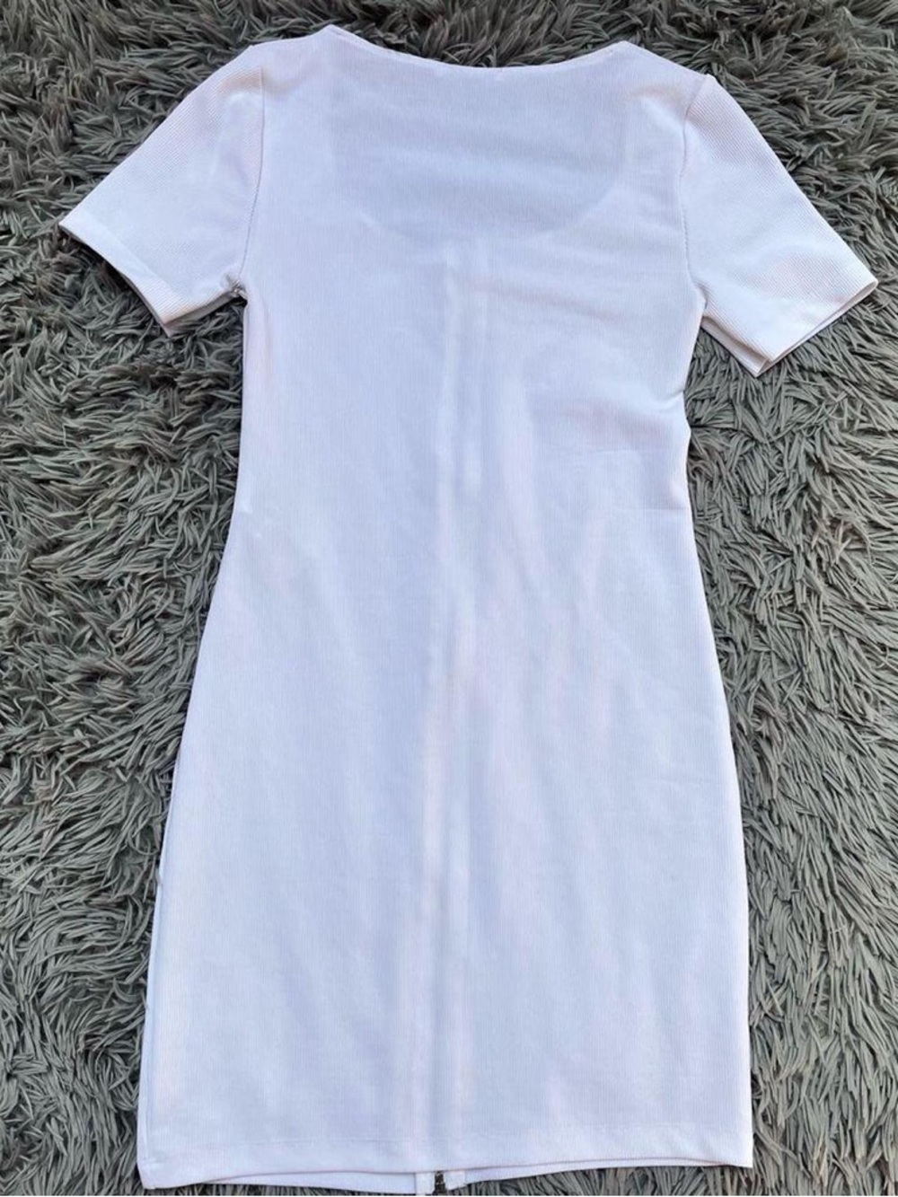 Zara White Zip-Front Scoop Neck Mini Dress - Picture 3 of 8